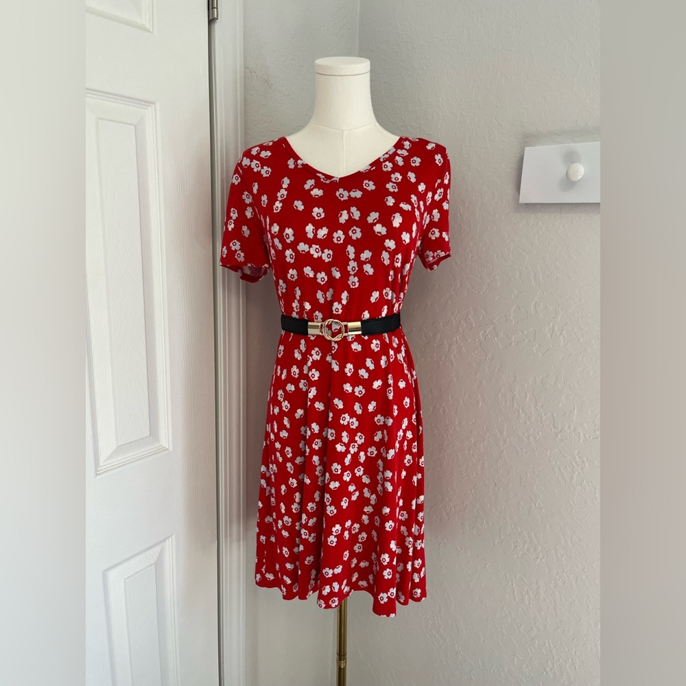 Floral Red Dress